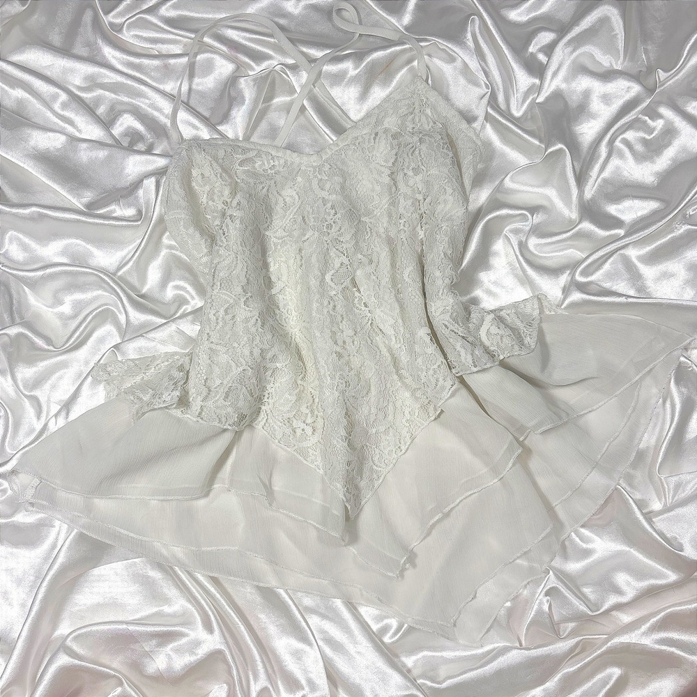 vintage Camisole White Excellent Abercrombie & Fitch Lace Ruffle Tiered Cami S
